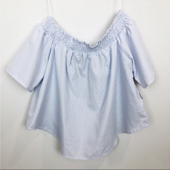 LF Seek The Label Rose Embroidered Off The Shoulder Striped Top Size Medium - Picture 4 of 6